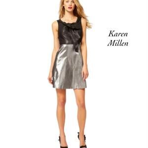 Karen Millen Silver Sheer Shimmer Dress NWT Sz 10